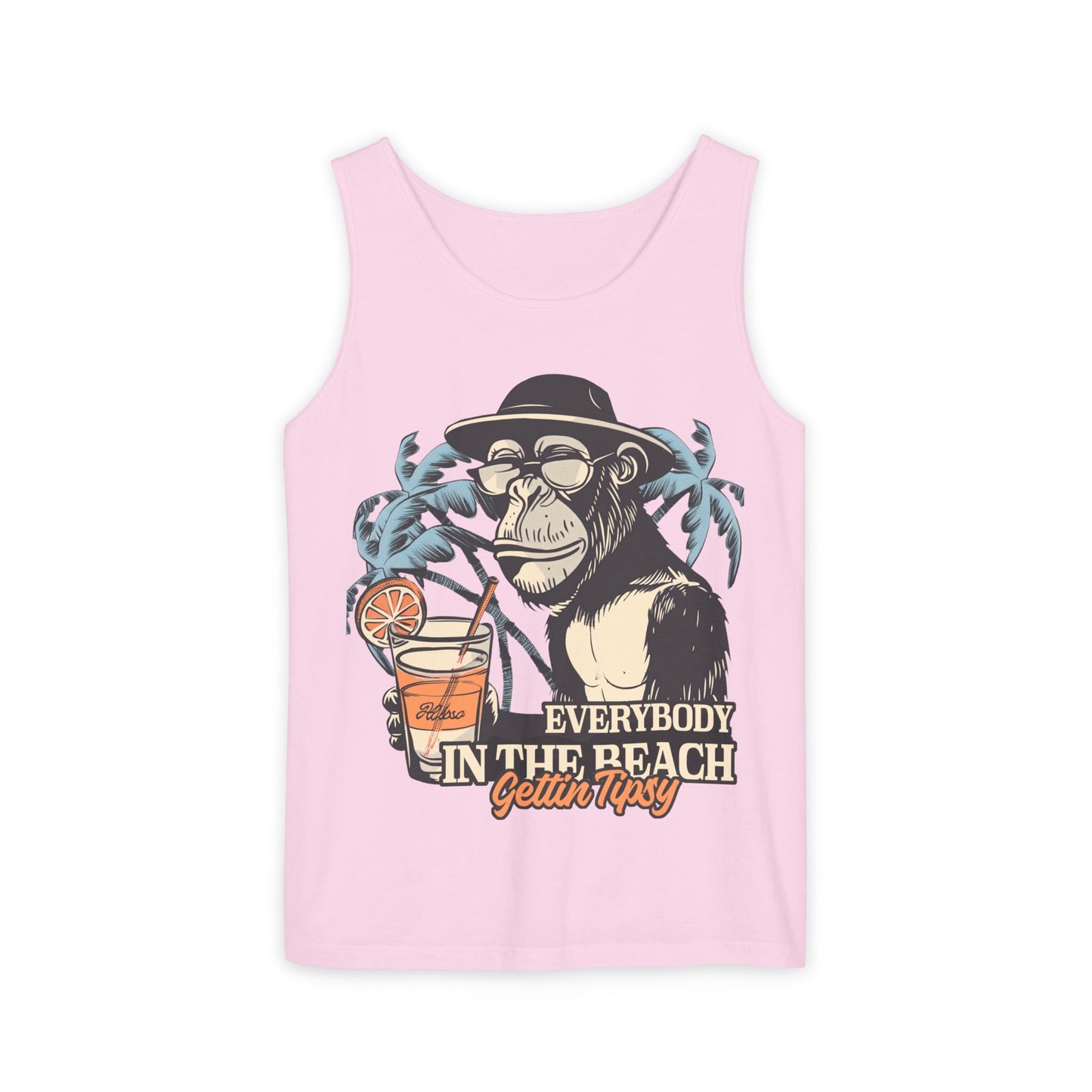 Funny Beach Vacations Shirts Everybody Beach Getting Tipsy Comfort Colors Unisex Garment-Dyed Oversize Tank Top