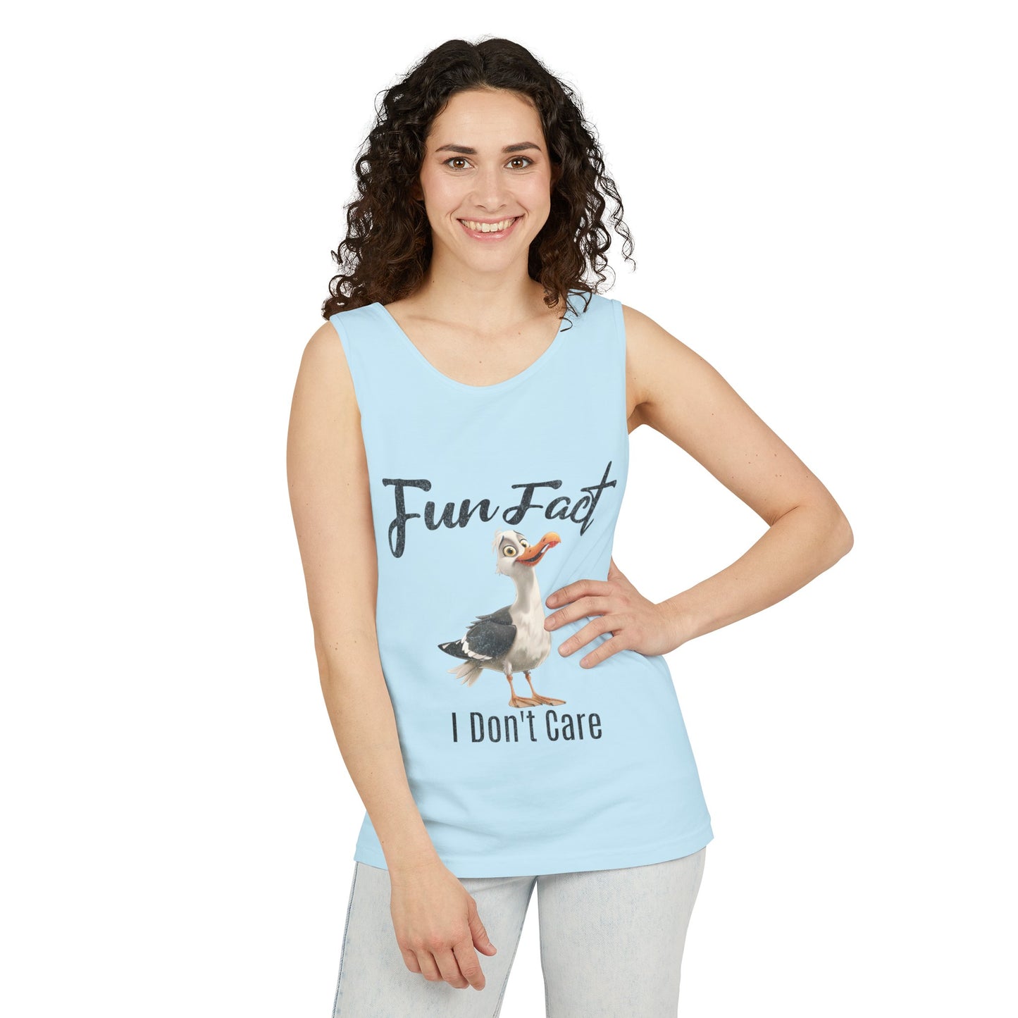 Vacation Shirts Funny Cartoon Seagull Fun Fact Don't Care Tank Top For Men Or Women 100% Cotton Unisex Tanks
