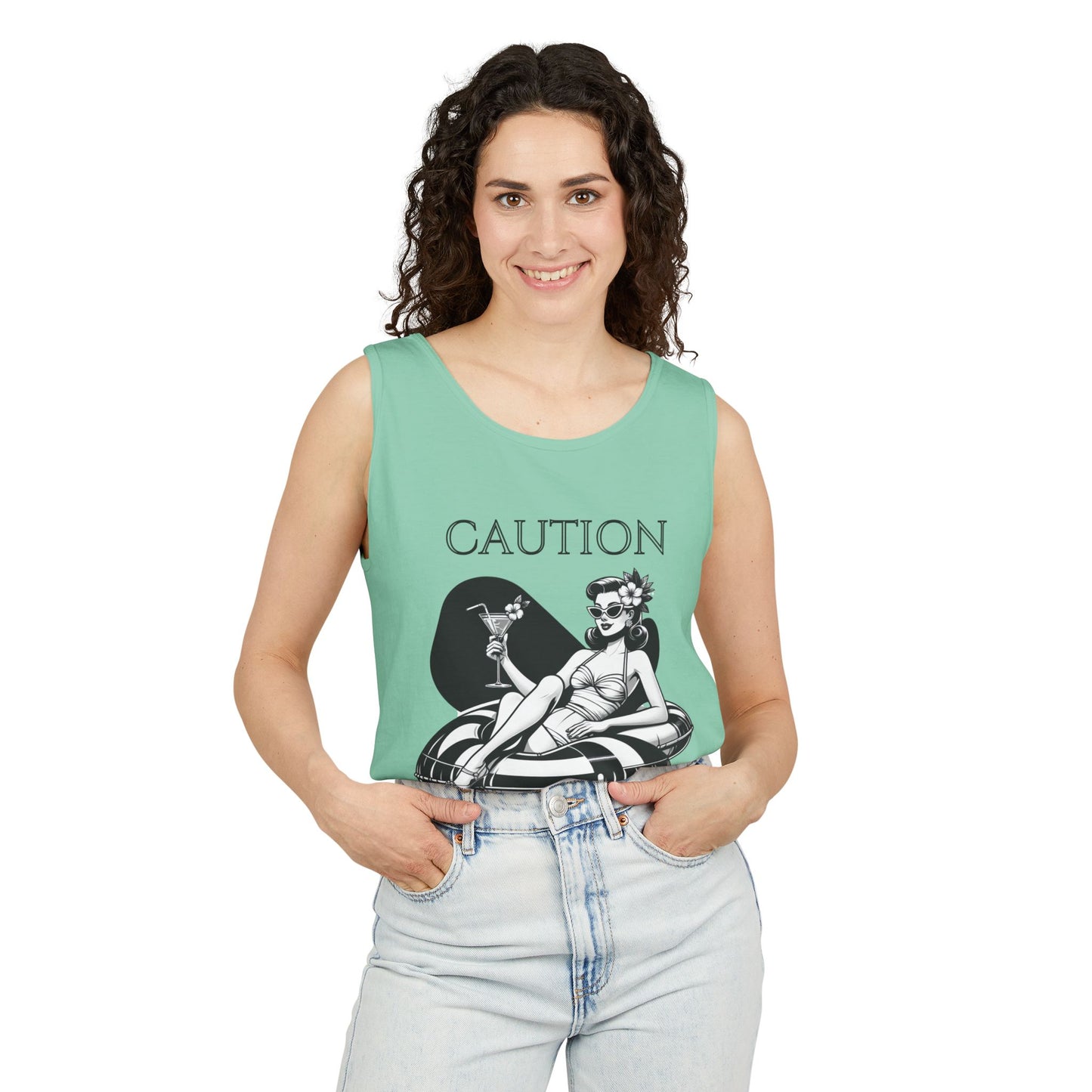 Beach Shirt Caution Hot And Salty Tank Top Retro Summer Tank, Unisex Beach Tank, Vintage Tank, Beach Vacation Shirt, Hot And Salty Tank Top