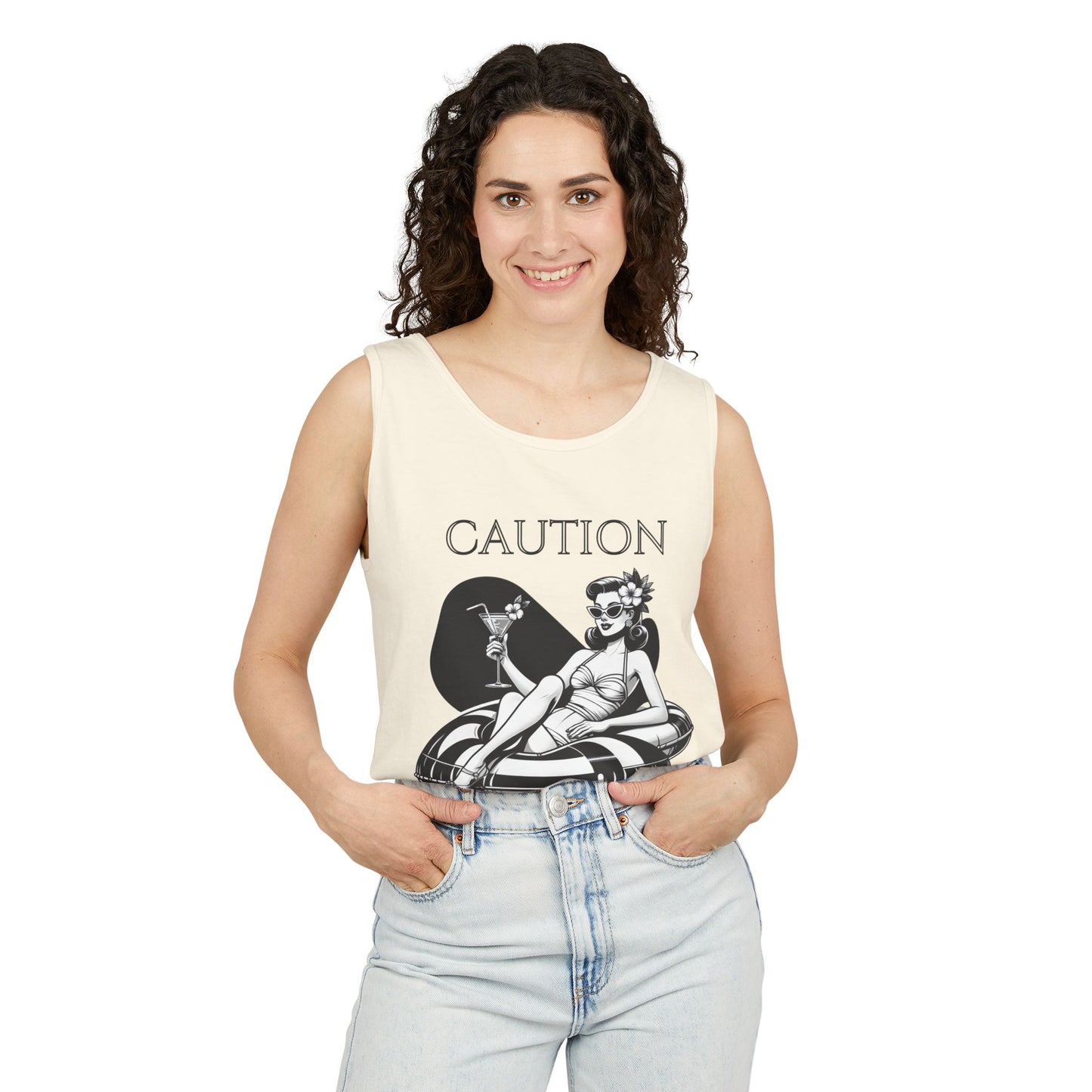 Beach Shirt Caution Hot And Salty Tank Top Retro Summer Tank, Unisex Beach Tank, Vintage Tank, Beach Vacation Shirt, Hot And Salty Tank Top
