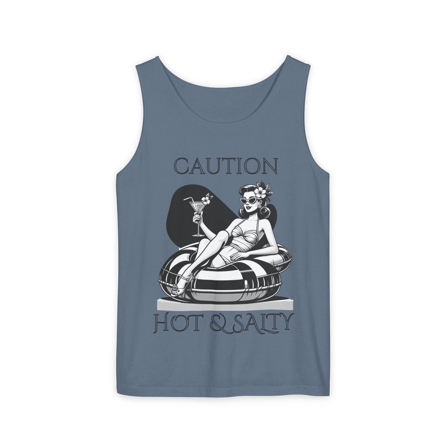 Beach Shirt Caution Hot And Salty Tank Top Retro Summer Tank, Unisex Beach Tank, Vintage Tank, Beach Vacation Shirt, Hot And Salty Tank Top