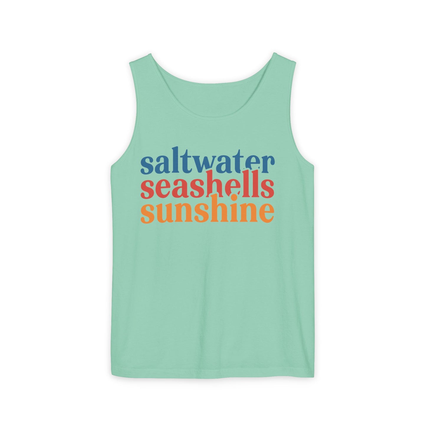 Beach Vacation Tank Top, Saltwater Seashells Sunshine Sleeveless Shirt, Summer Sea Shell Muscle Tee, Beach Lover Shirt, Coastal Tank