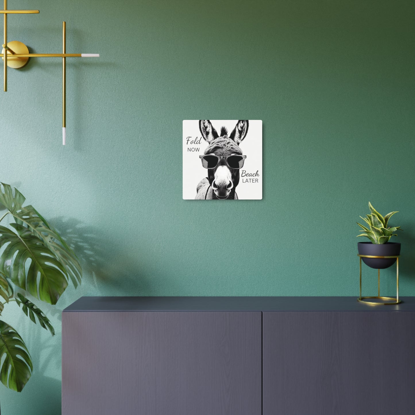 Laundry Room Beach Donkey Sign Fold Now, Beach Later Funny Metal Sign