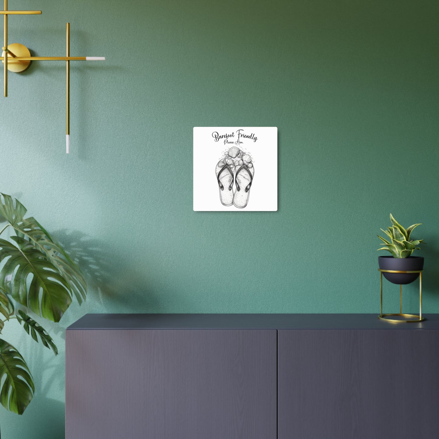 Coastal Bathroom Metal Sign Barefoot Friendly Please Aim