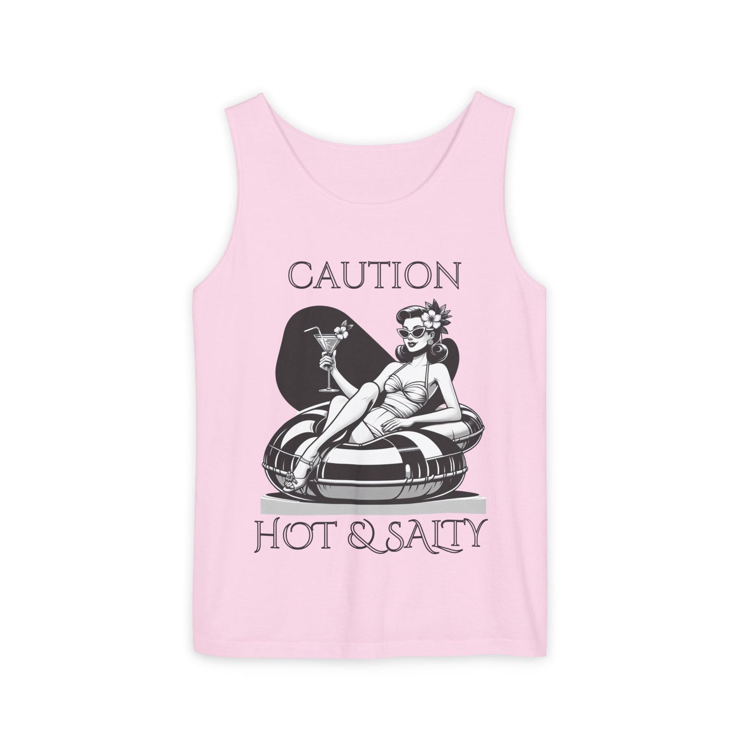 Beach Shirt Caution Hot And Salty Tank Top Retro Summer Tank, Unisex Beach Tank, Vintage Tank, Beach Vacation Shirt, Hot And Salty Tank Top