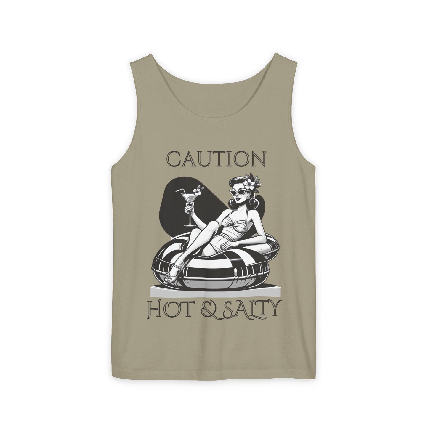 Beach Shirt Caution Hot And Salty Tank Top Retro Summer Tank, Unisex Beach Tank, Vintage Tank, Beach Vacation Shirt, Hot And Salty Tank Top