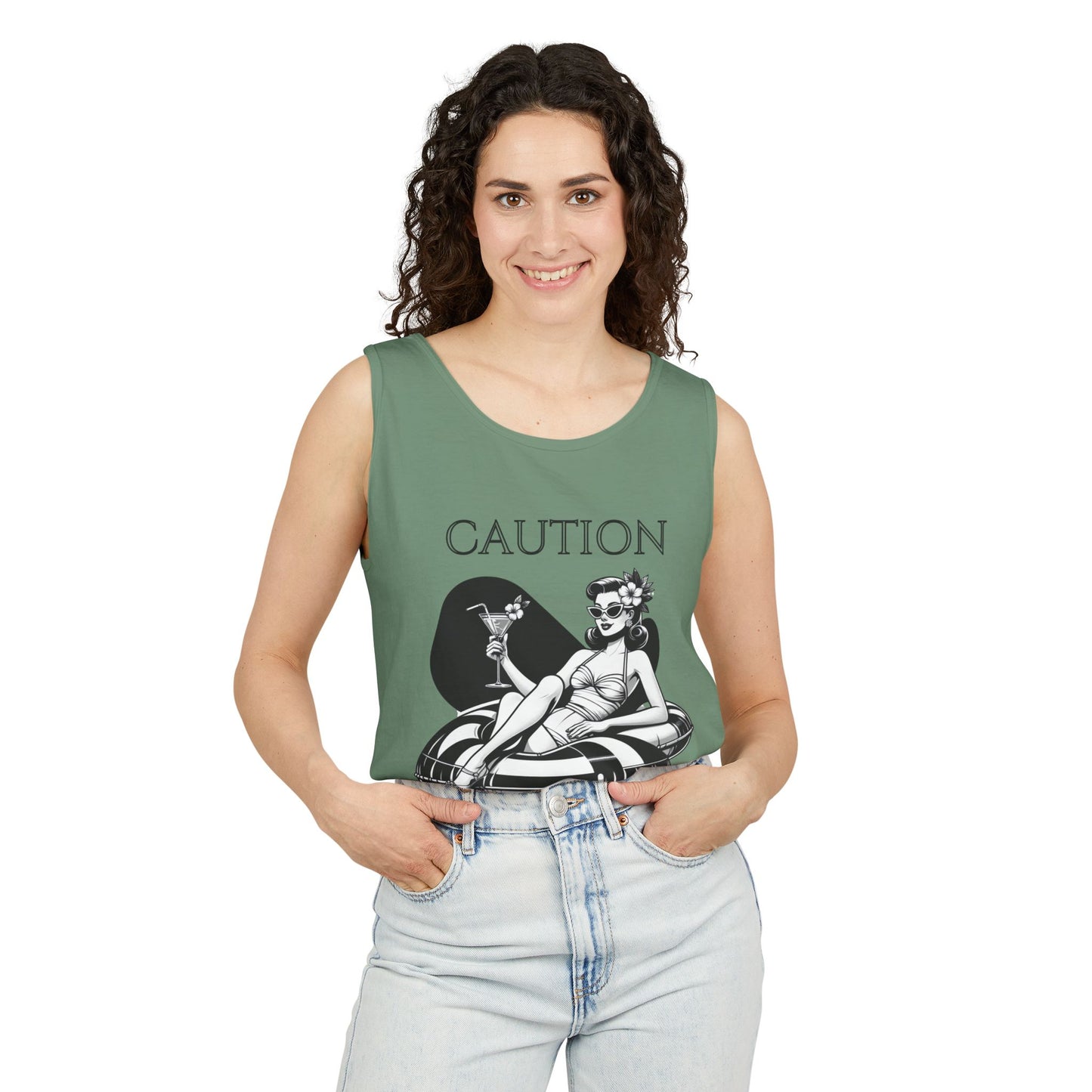 Beach Shirt Caution Hot And Salty Tank Top Retro Summer Tank, Unisex Beach Tank, Vintage Tank, Beach Vacation Shirt, Hot And Salty Tank Top