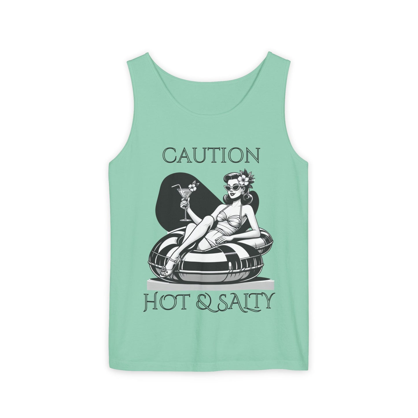 Beach Shirt Caution Hot And Salty Tank Top Retro Summer Tank, Unisex Beach Tank, Vintage Tank, Beach Vacation Shirt, Hot And Salty Tank Top