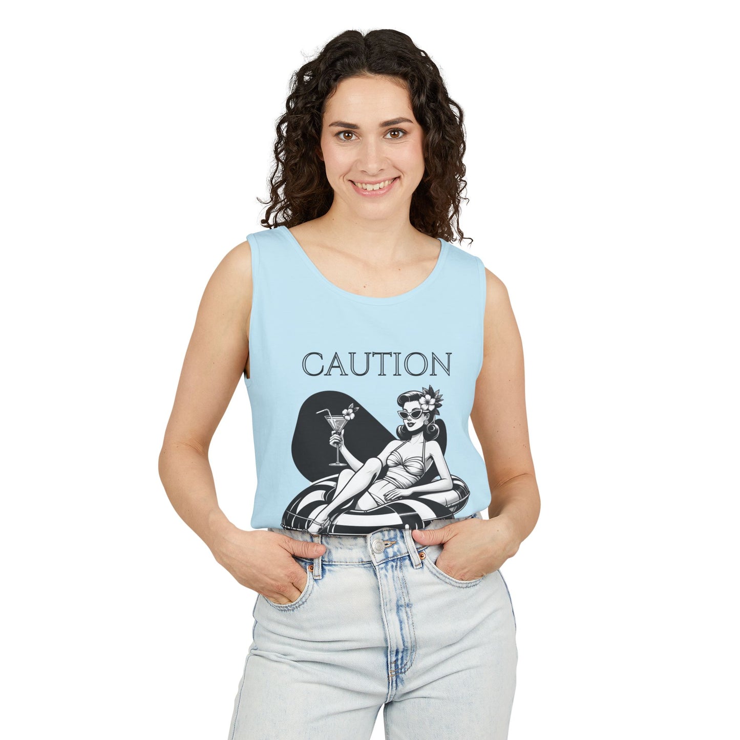 Beach Shirt Caution Hot And Salty Tank Top Retro Summer Tank, Unisex Beach Tank, Vintage Tank, Beach Vacation Shirt, Hot And Salty Tank Top