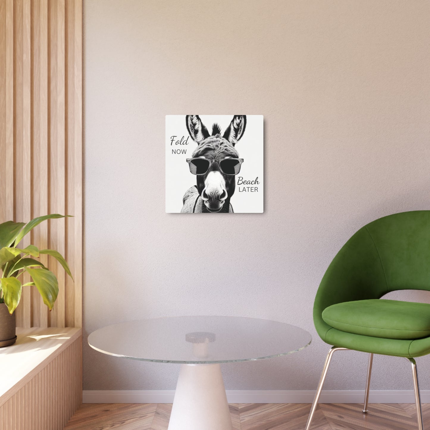 Laundry Room Beach Donkey Sign Fold Now, Beach Later Funny Metal Sign