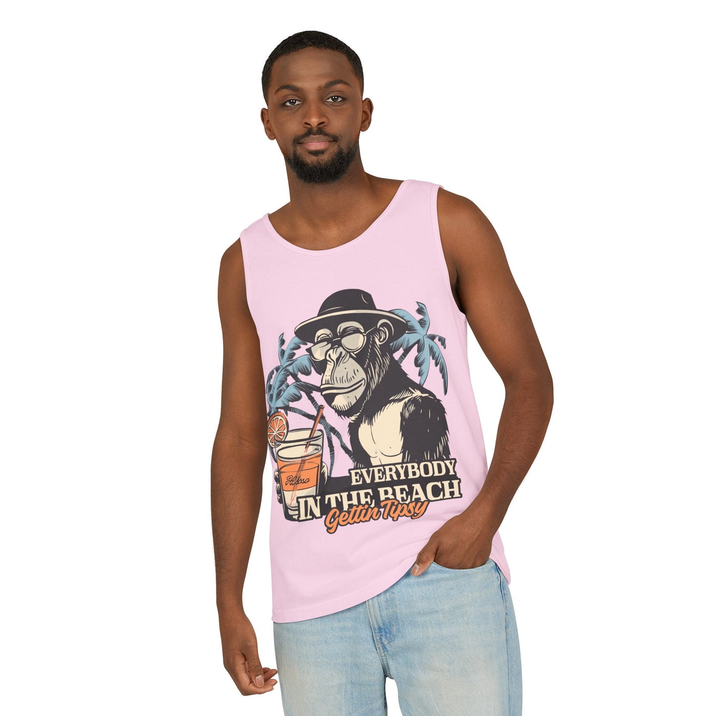 Funny Beach Vacations Shirts Everybody Beach Getting Tipsy Comfort Colors Unisex Garment-Dyed Oversize Tank Top