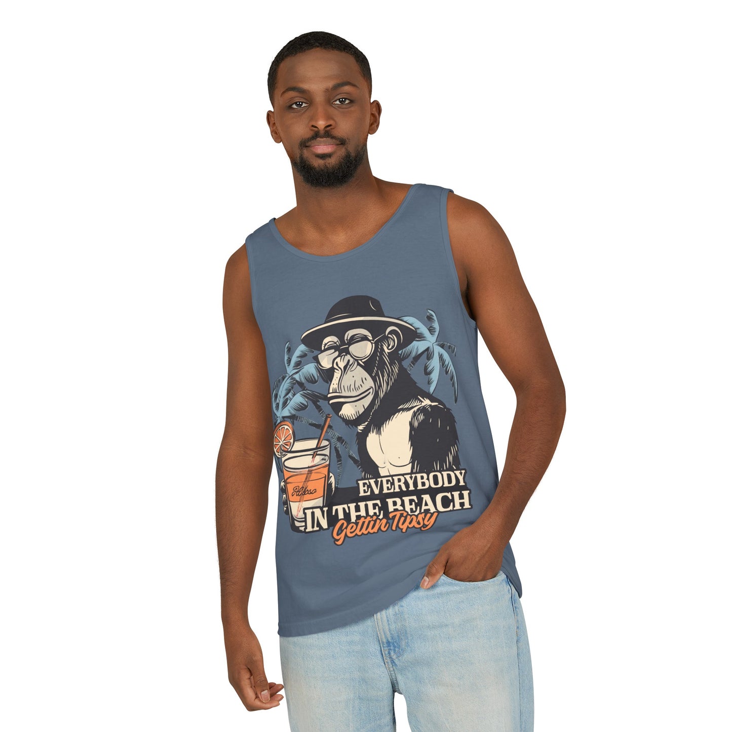 Funny Beach Vacations Shirts Everybody Beach Getting Tipsy Comfort Colors Unisex Garment-Dyed Oversize Tank Top