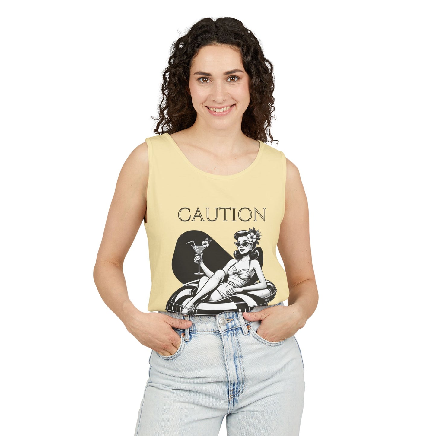 Beach Shirt Caution Hot And Salty Tank Top Retro Summer Tank, Unisex Beach Tank, Vintage Tank, Beach Vacation Shirt, Hot And Salty Tank Top