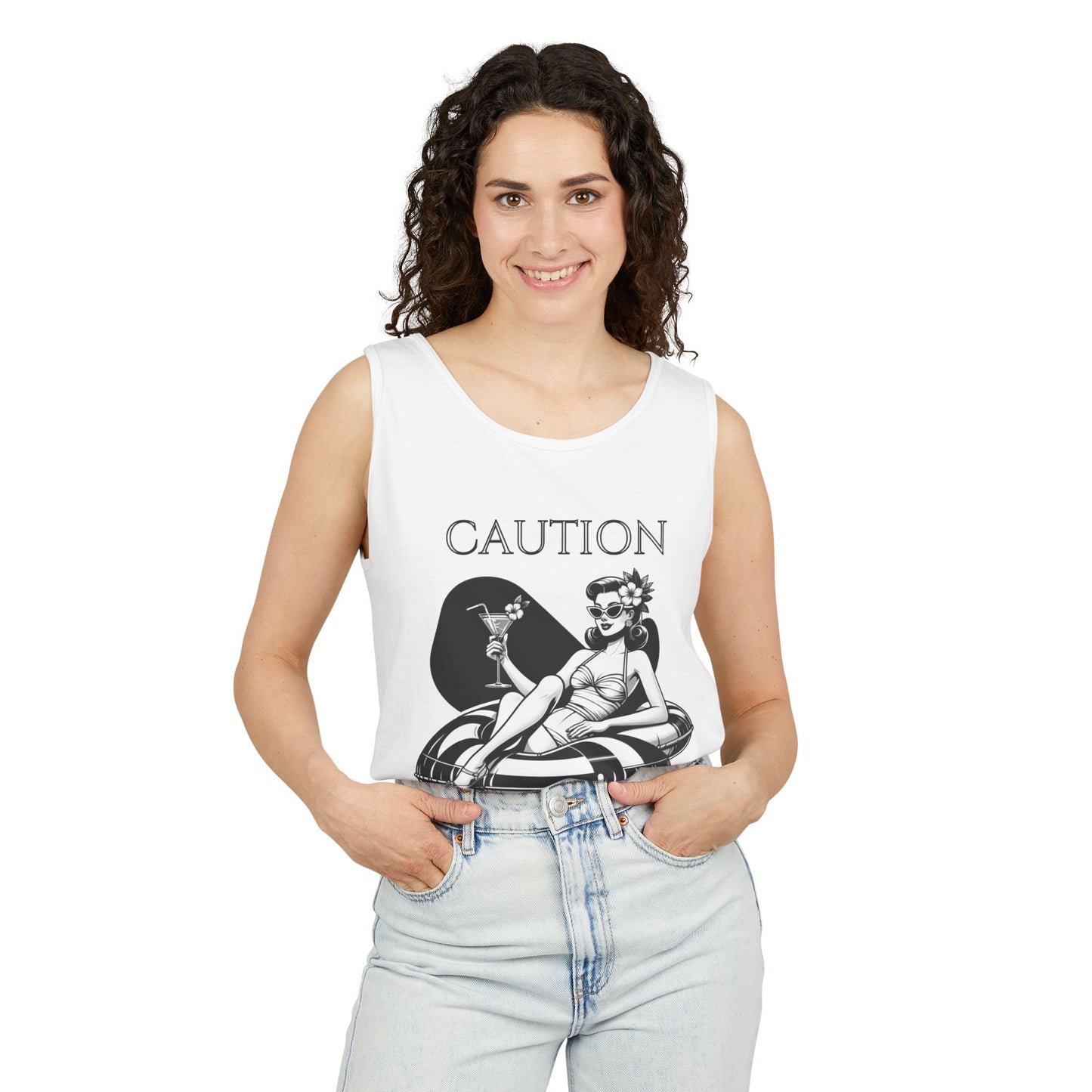 Beach Shirt Caution Hot And Salty Tank Top Retro Summer Tank, Unisex Beach Tank, Vintage Tank, Beach Vacation Shirt, Hot And Salty Tank Top