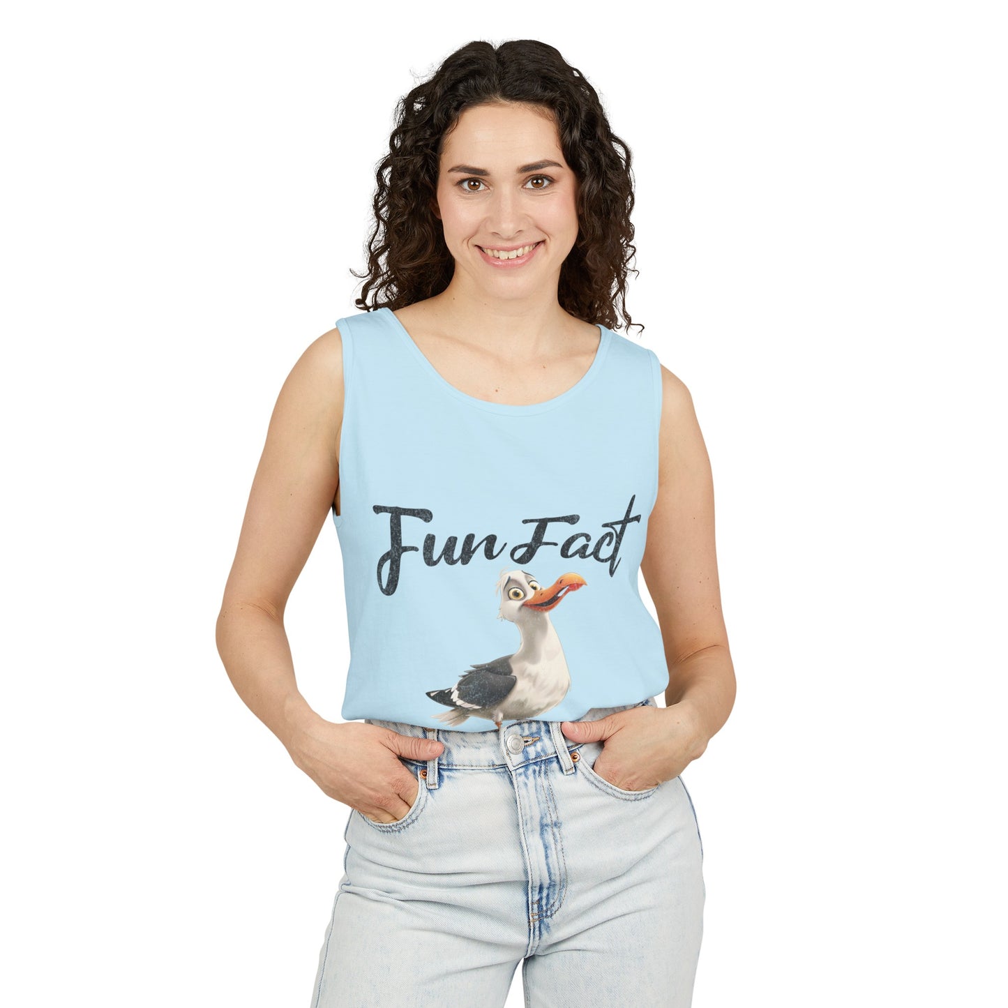 Vacation Shirts Funny Cartoon Seagull Fun Fact Don't Care Tank Top For Men Or Women 100% Cotton Unisex Tanks