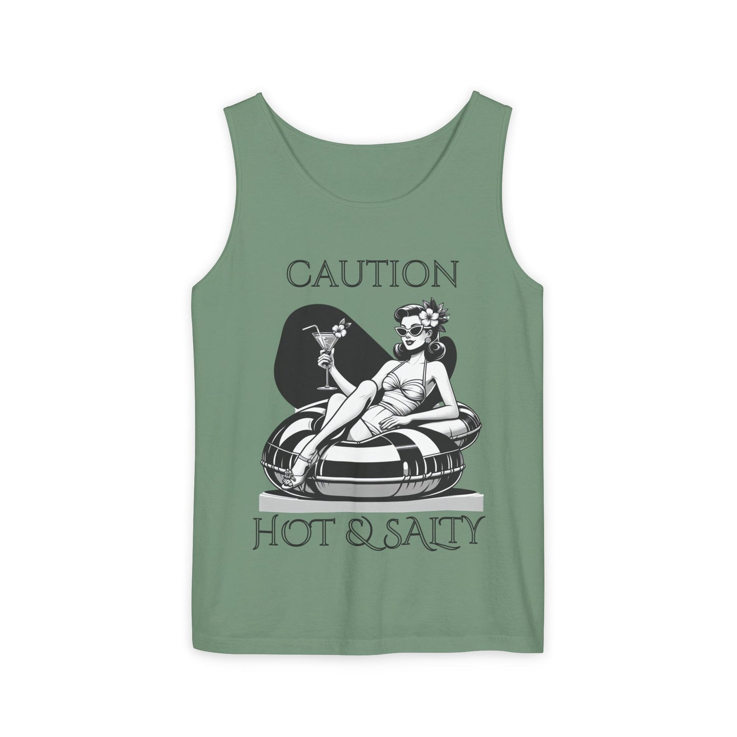 Beach Shirt Caution Hot And Salty Tank Top Retro Summer Tank, Unisex Beach Tank, Vintage Tank, Beach Vacation Shirt, Hot And Salty Tank Top
