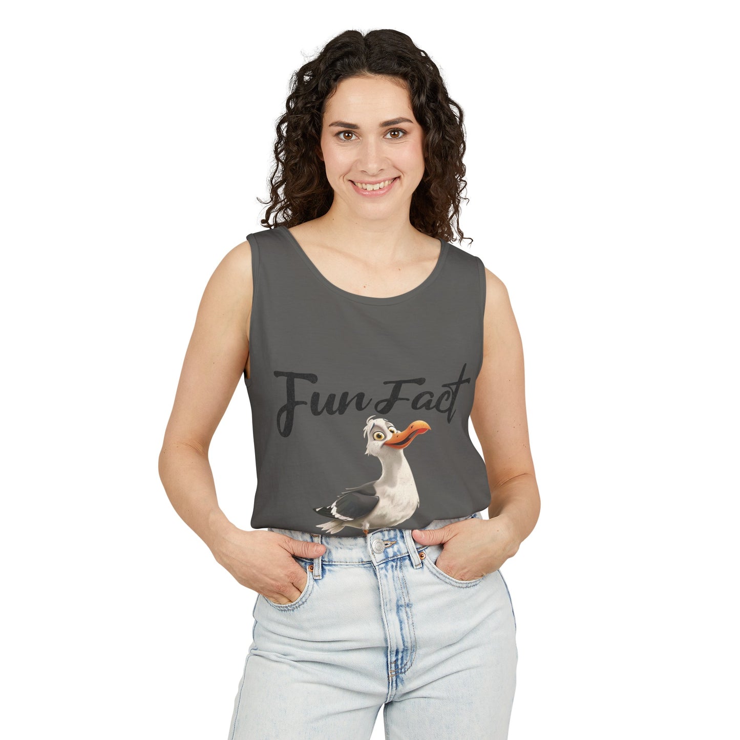 Vacation Shirts Funny Cartoon Seagull Fun Fact Don't Care Tank Top For Men Or Women 100% Cotton Unisex Tanks