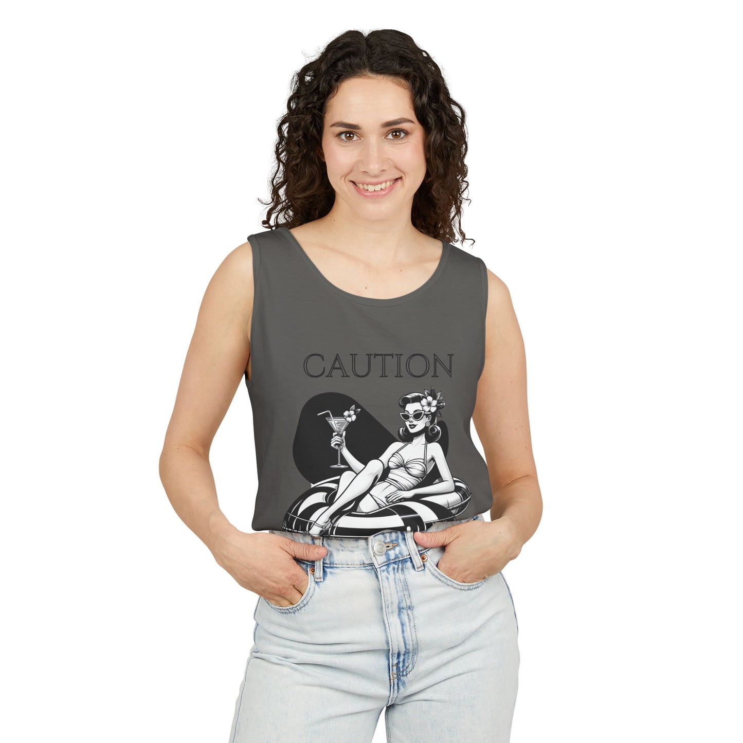 Beach Shirt Caution Hot And Salty Tank Top Retro Summer Tank, Unisex Beach Tank, Vintage Tank, Beach Vacation Shirt, Hot And Salty Tank Top