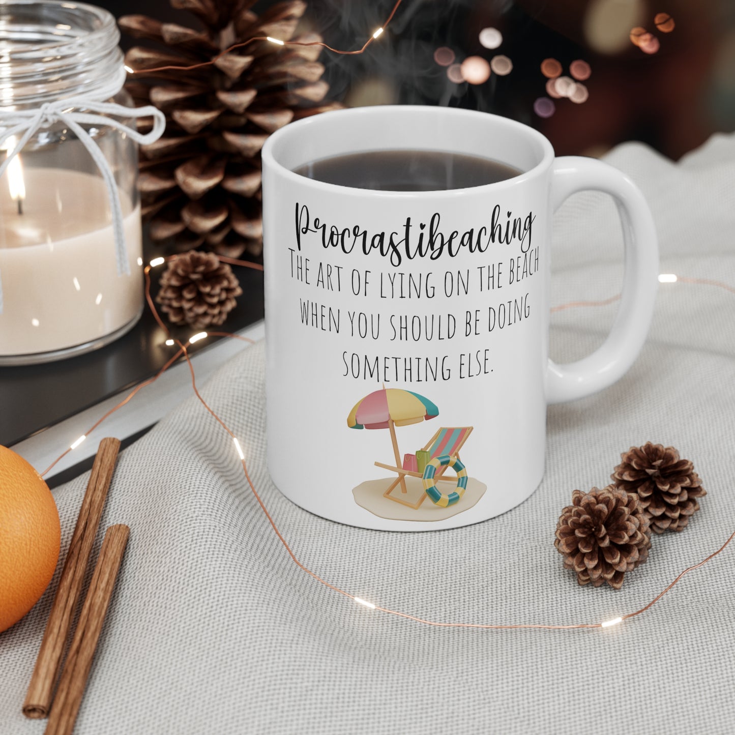 Beach Coffee Mug Procrastibeaching Lying On The Beach Morning Tea Cup