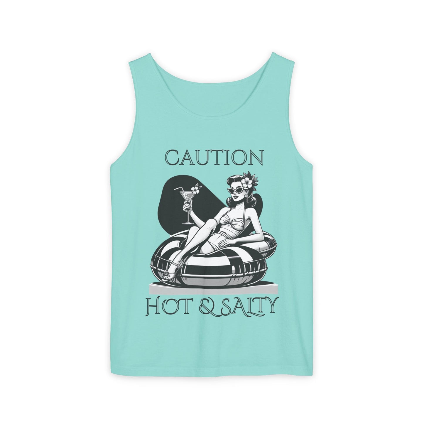 Beach Shirt Caution Hot And Salty Tank Top Retro Summer Tank, Unisex Beach Tank, Vintage Tank, Beach Vacation Shirt, Hot And Salty Tank Top