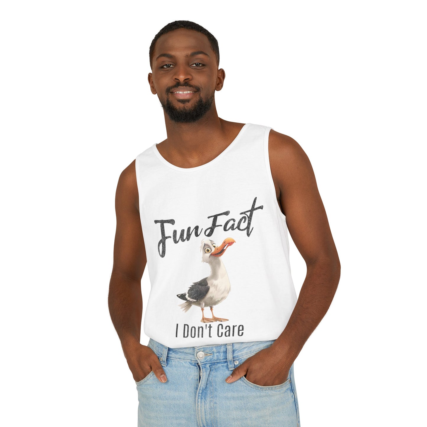 Vacation Shirts Funny Cartoon Seagull Fun Fact Don't Care Tank Top For Men Or Women 100% Cotton Unisex Tanks
