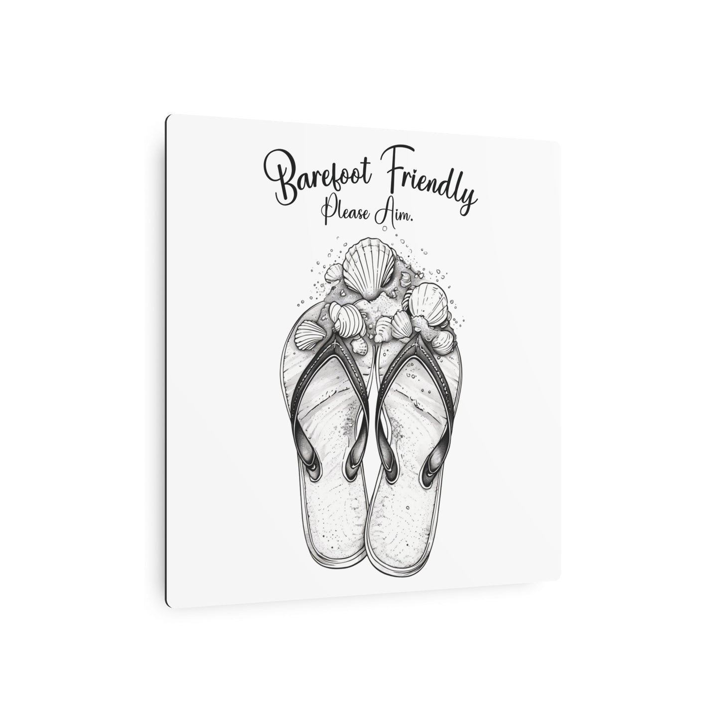 Coastal Bathroom Metal Sign Barefoot Friendly Please Aim