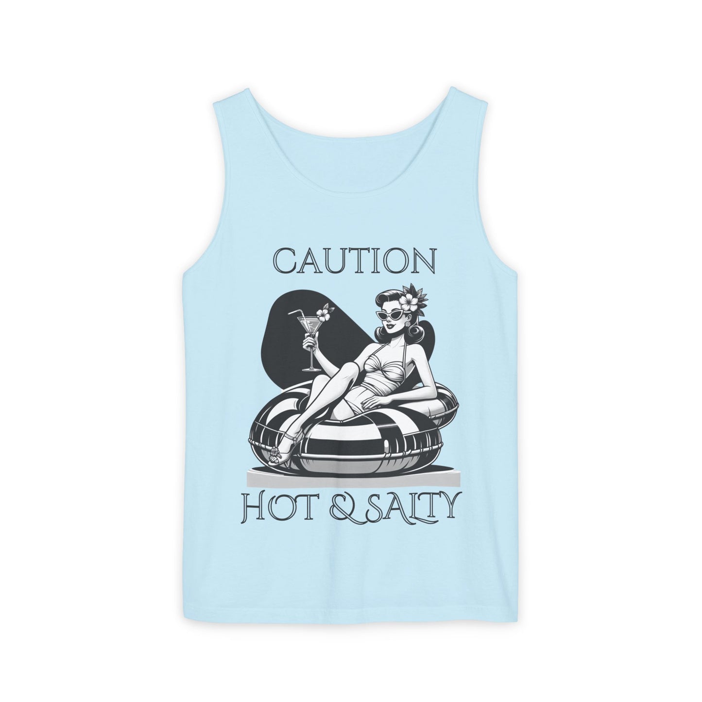 Beach Shirt Caution Hot And Salty Tank Top Retro Summer Tank, Unisex Beach Tank, Vintage Tank, Beach Vacation Shirt, Hot And Salty Tank Top