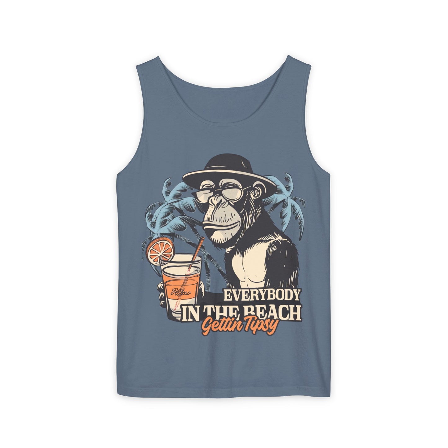 Funny Beach Vacations Shirts Everybody Beach Getting Tipsy Comfort Colors Unisex Garment-Dyed Oversize Tank Top