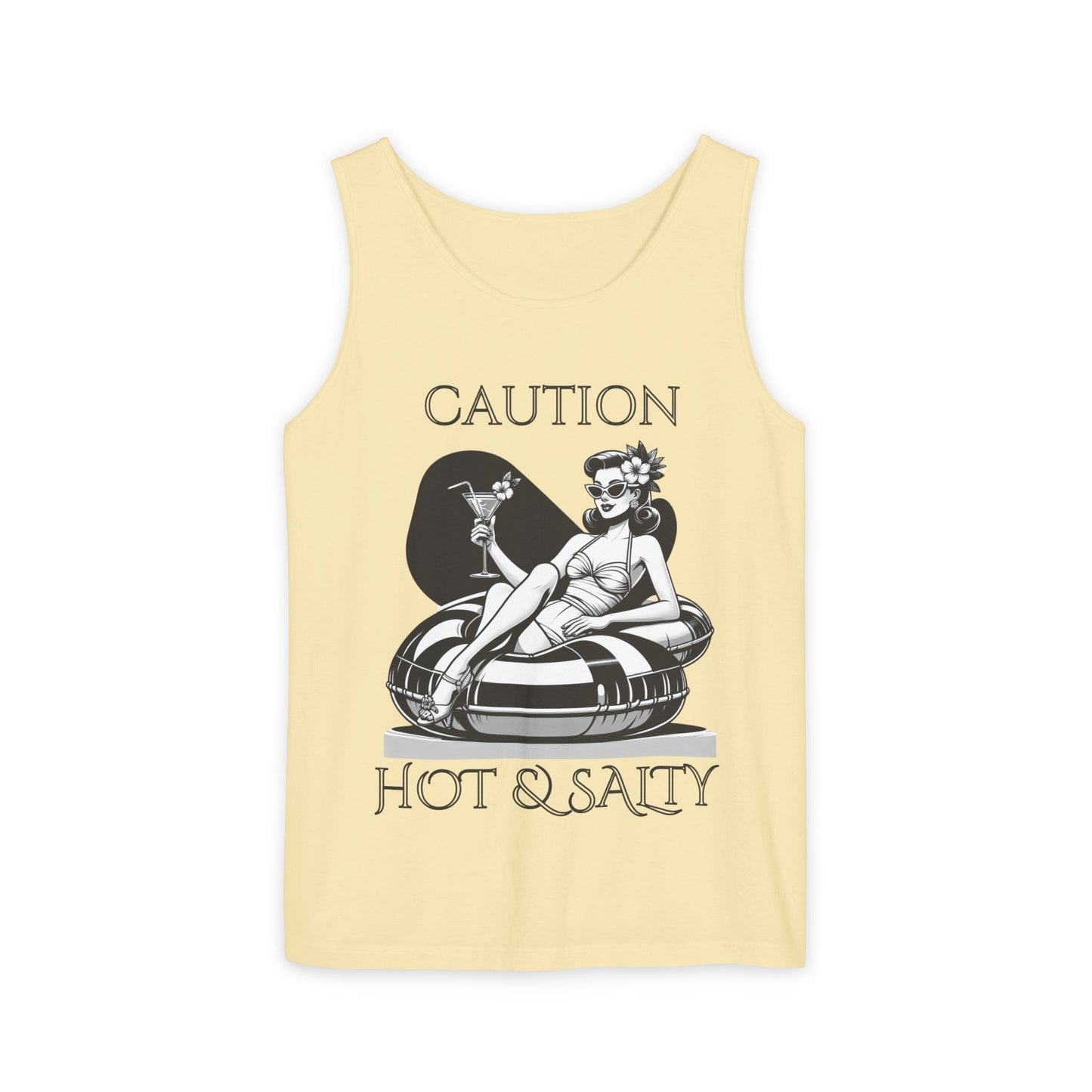 Beach Shirt Caution Hot And Salty Tank Top Retro Summer Tank, Unisex Beach Tank, Vintage Tank, Beach Vacation Shirt, Hot And Salty Tank Top