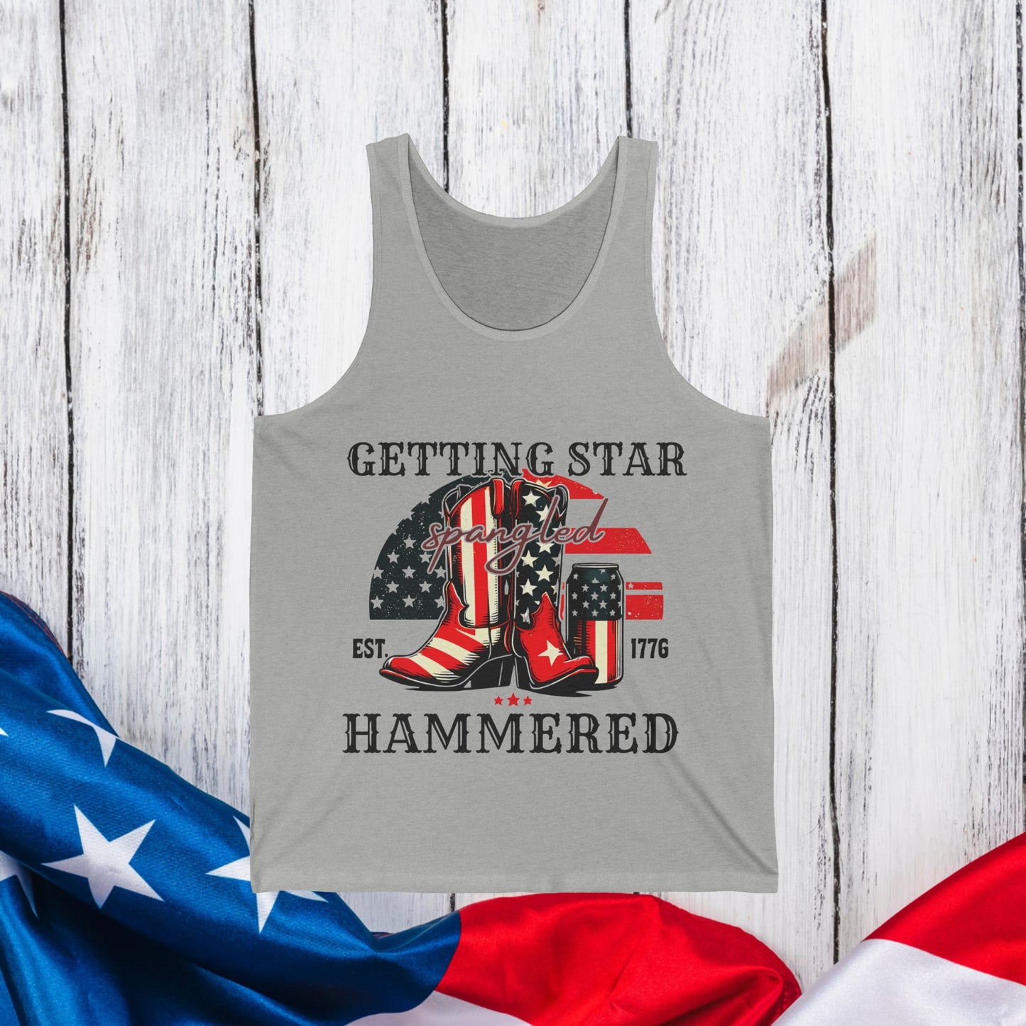 Funny 4th Of July Shirt, Getting Star Spangled Hammer Red White Blue Country Boots Tank, Independence Day 4th July Country Lovers Tank Tops