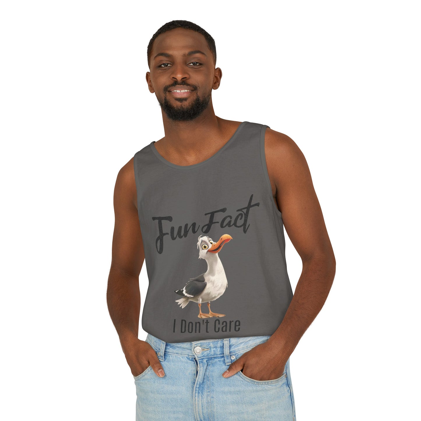 Vacation Shirts Funny Cartoon Seagull Fun Fact Don't Care Tank Top For Men Or Women 100% Cotton Unisex Tanks