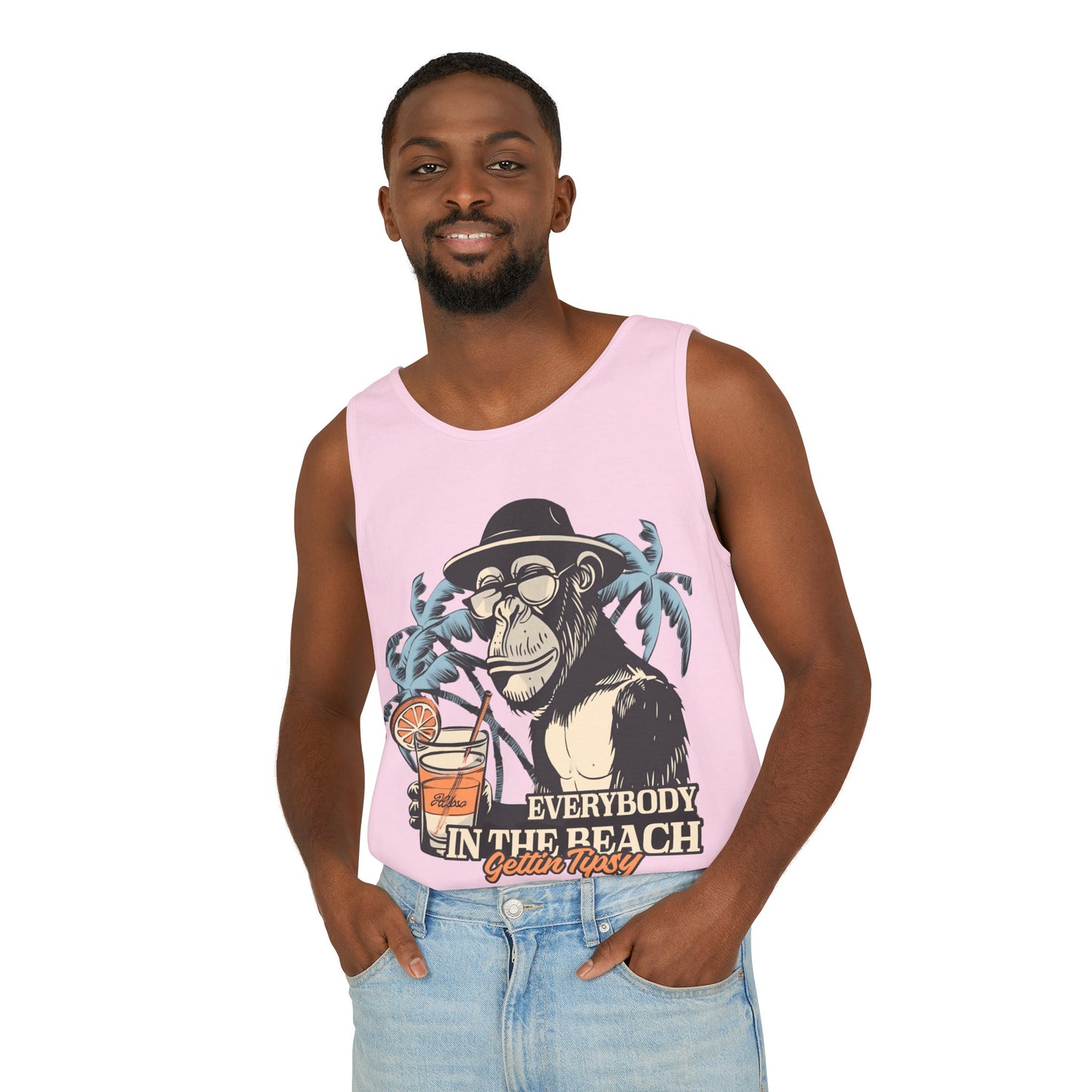 Funny Beach Vacations Shirts Everybody Beach Getting Tipsy Comfort Colors Unisex Garment-Dyed Oversize Tank Top