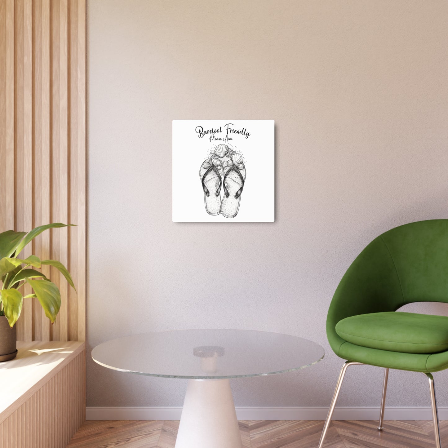 Coastal Bathroom Metal Sign Barefoot Friendly Please Aim