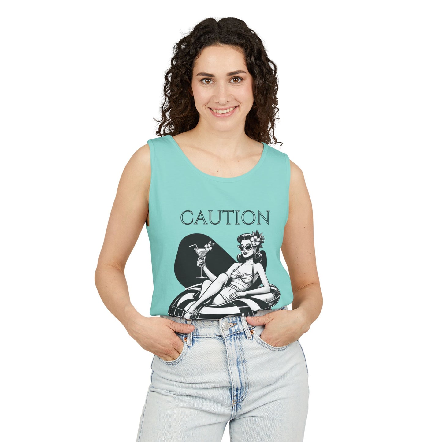 Beach Shirt Caution Hot And Salty Tank Top Retro Summer Tank, Unisex Beach Tank, Vintage Tank, Beach Vacation Shirt, Hot And Salty Tank Top