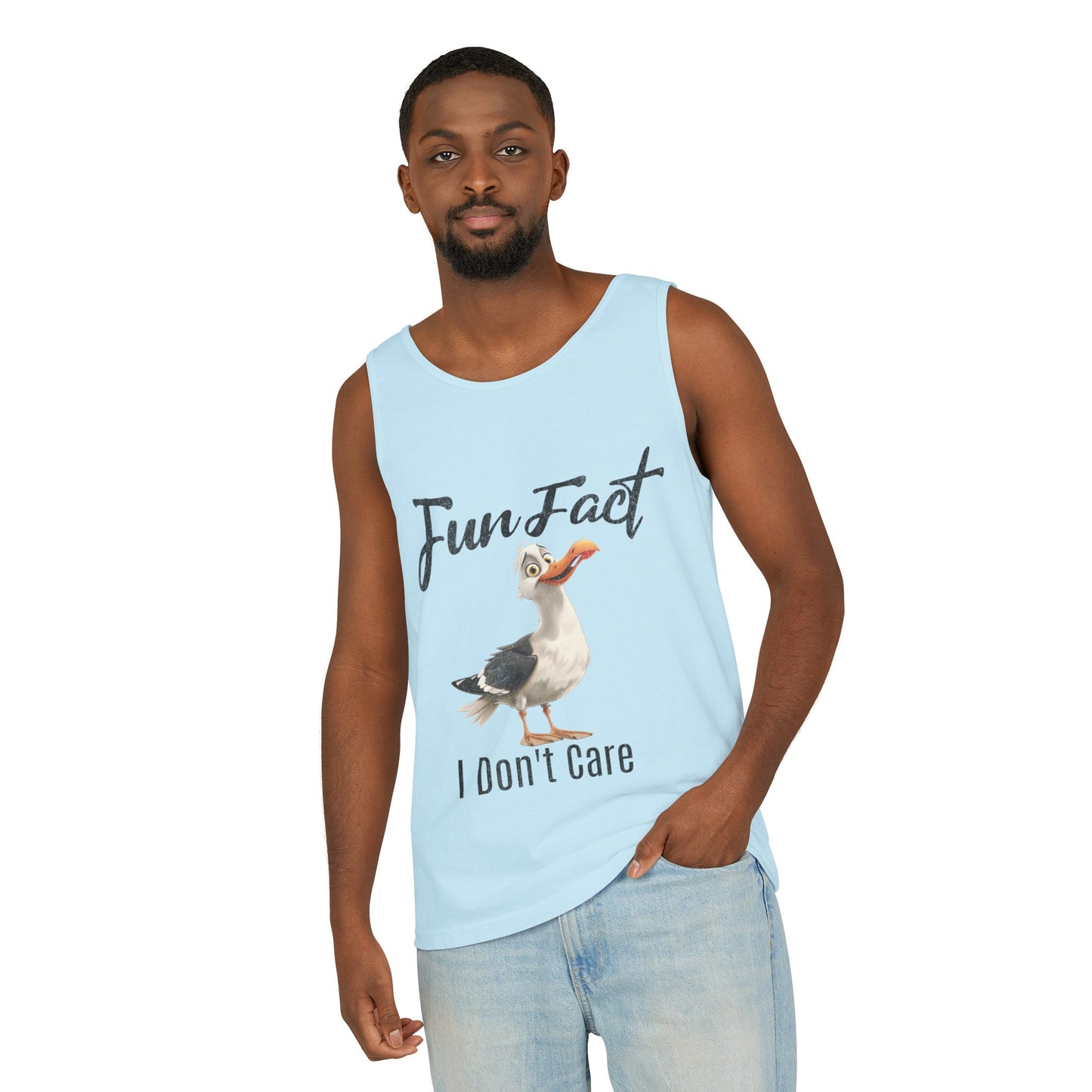 Vacation Shirts Funny Cartoon Seagull Fun Fact Don't Care Tank Top For Men Or Women 100% Cotton Unisex Tanks