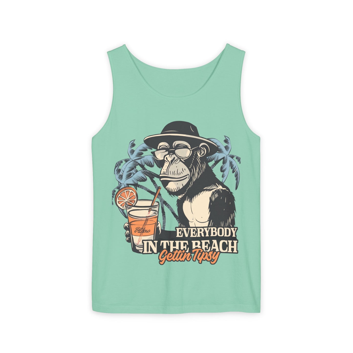 Funny Beach Vacations Shirts Everybody Beach Getting Tipsy Comfort Colors Unisex Garment-Dyed Oversize Tank Top