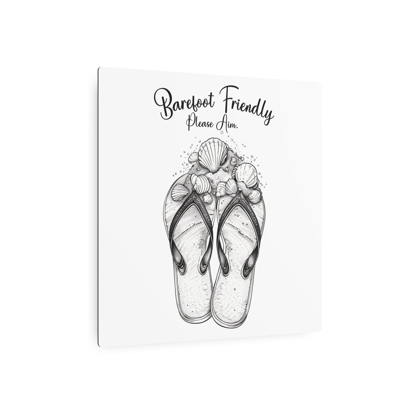 Coastal Bathroom Metal Sign Barefoot Friendly Please Aim