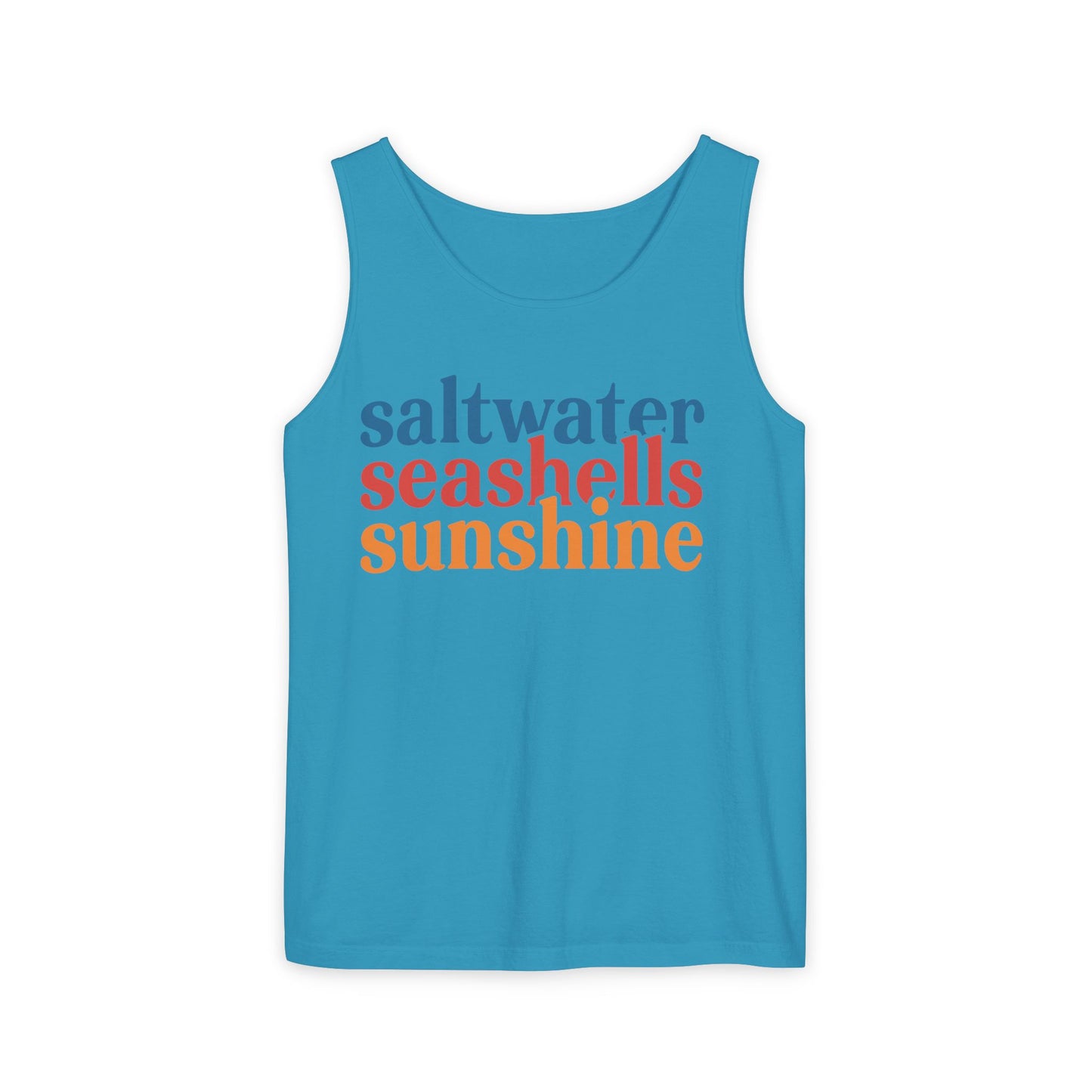 Beach Vacation Tank Top, Saltwater Seashells Sunshine Sleeveless Shirt, Summer Sea Shell Muscle Tee, Beach Lover Shirt, Coastal Tank