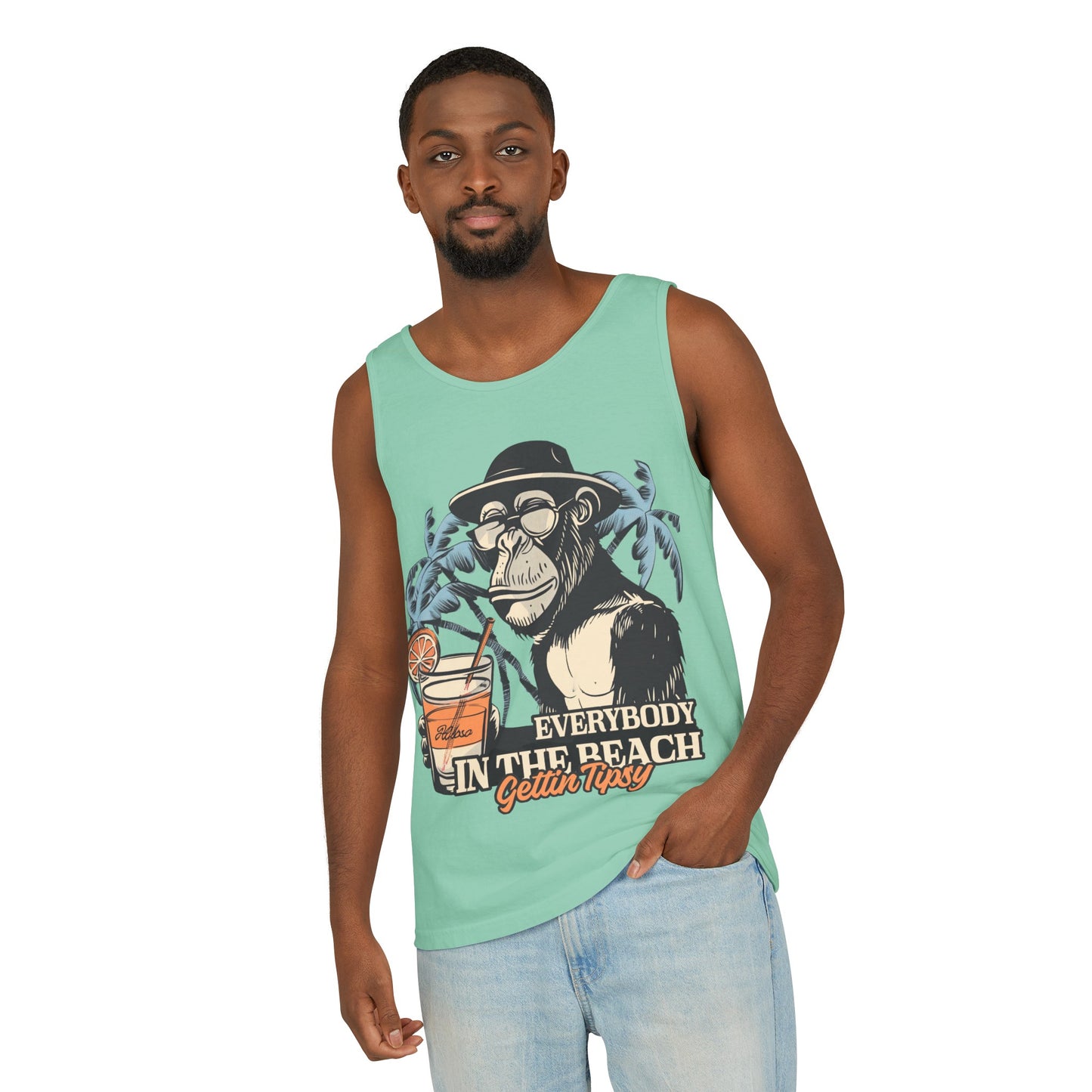 Funny Beach Vacations Shirts Everybody Beach Getting Tipsy Comfort Colors Unisex Garment-Dyed Oversize Tank Top