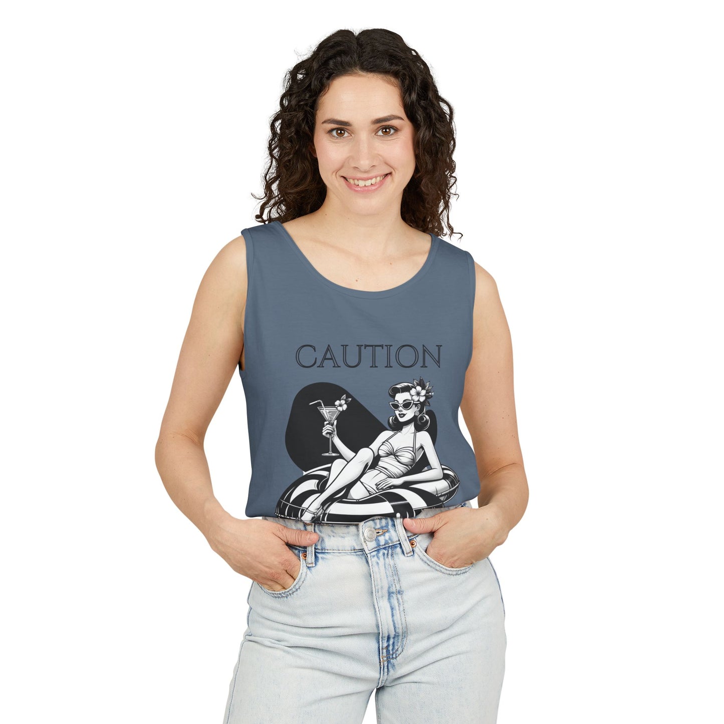 Beach Shirt Caution Hot And Salty Tank Top Retro Summer Tank, Unisex Beach Tank, Vintage Tank, Beach Vacation Shirt, Hot And Salty Tank Top