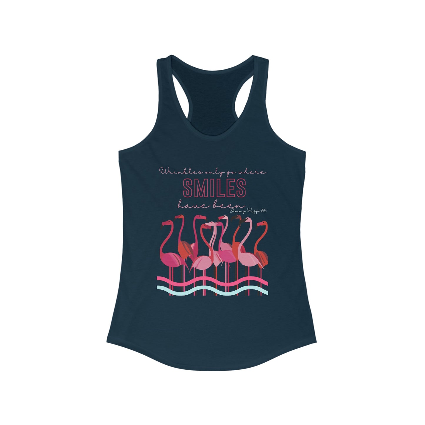 Flamingo Workout Tank Top For Women Retro Mid Century Modern Wrinkles Only Go Where Smiles Have Been Vacation Shirt