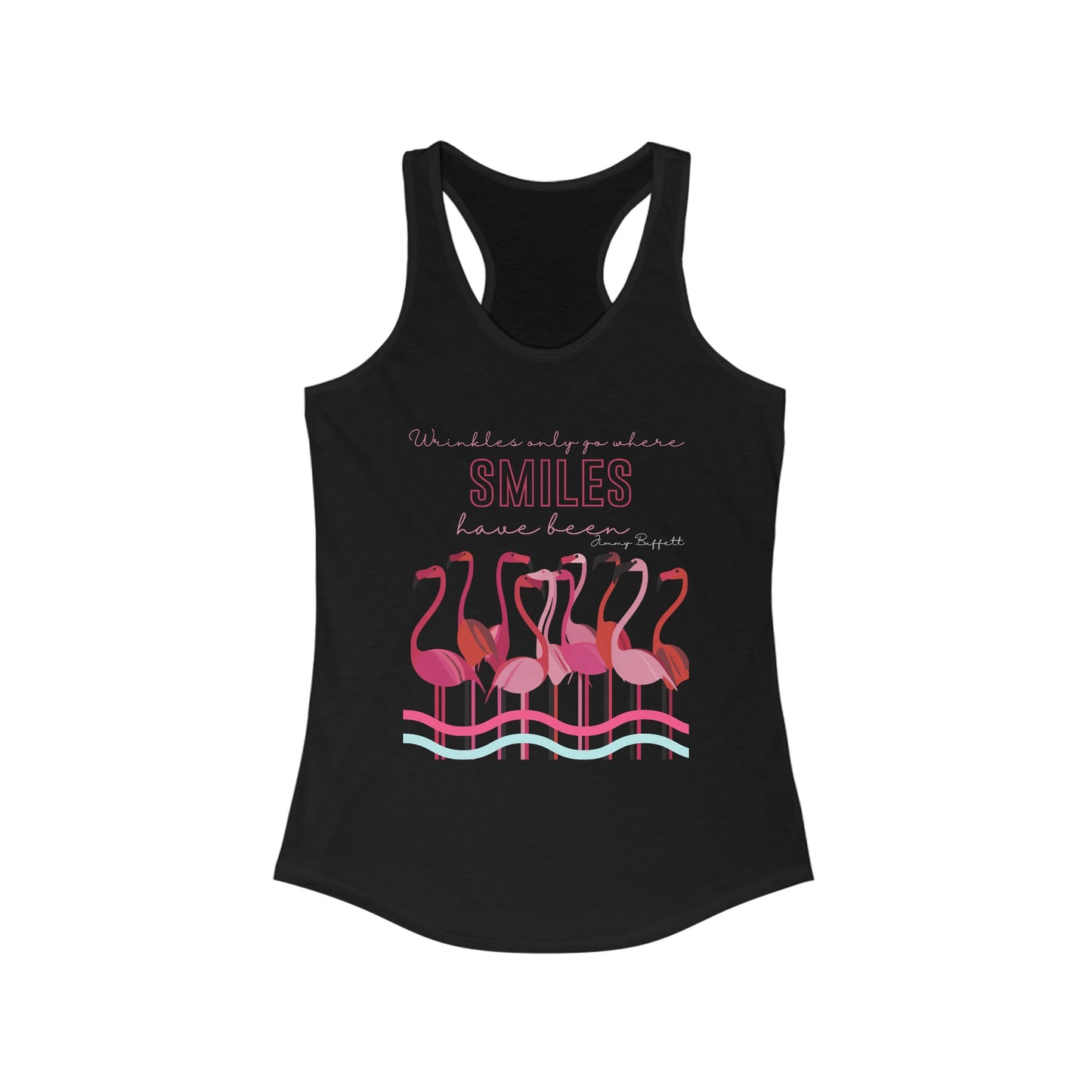 Flamingo Workout Tank Top For Women Retro Mid Century Modern Wrinkles Only Go Where Smiles Have Been Vacation Shirt