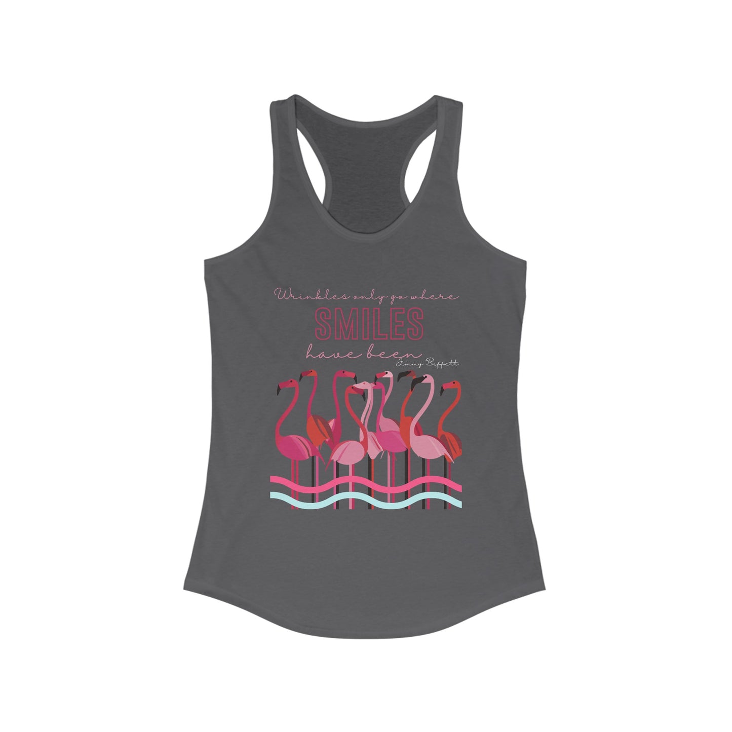 Flamingo Workout Tank Top For Women Retro Mid Century Modern Wrinkles Only Go Where Smiles Have Been Vacation Shirt