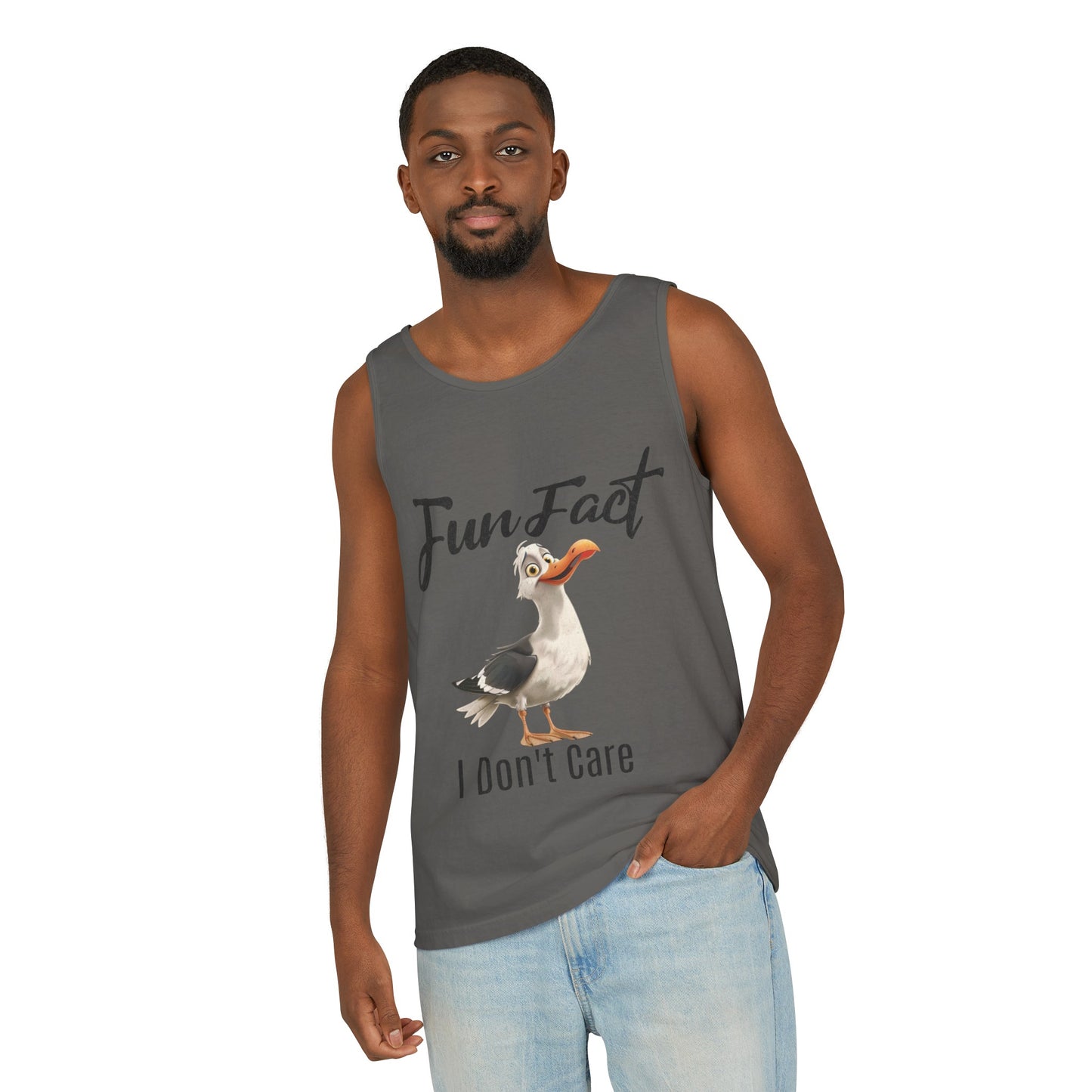Vacation Shirts Funny Cartoon Seagull Fun Fact Don't Care Tank Top For Men Or Women 100% Cotton Unisex Tanks
