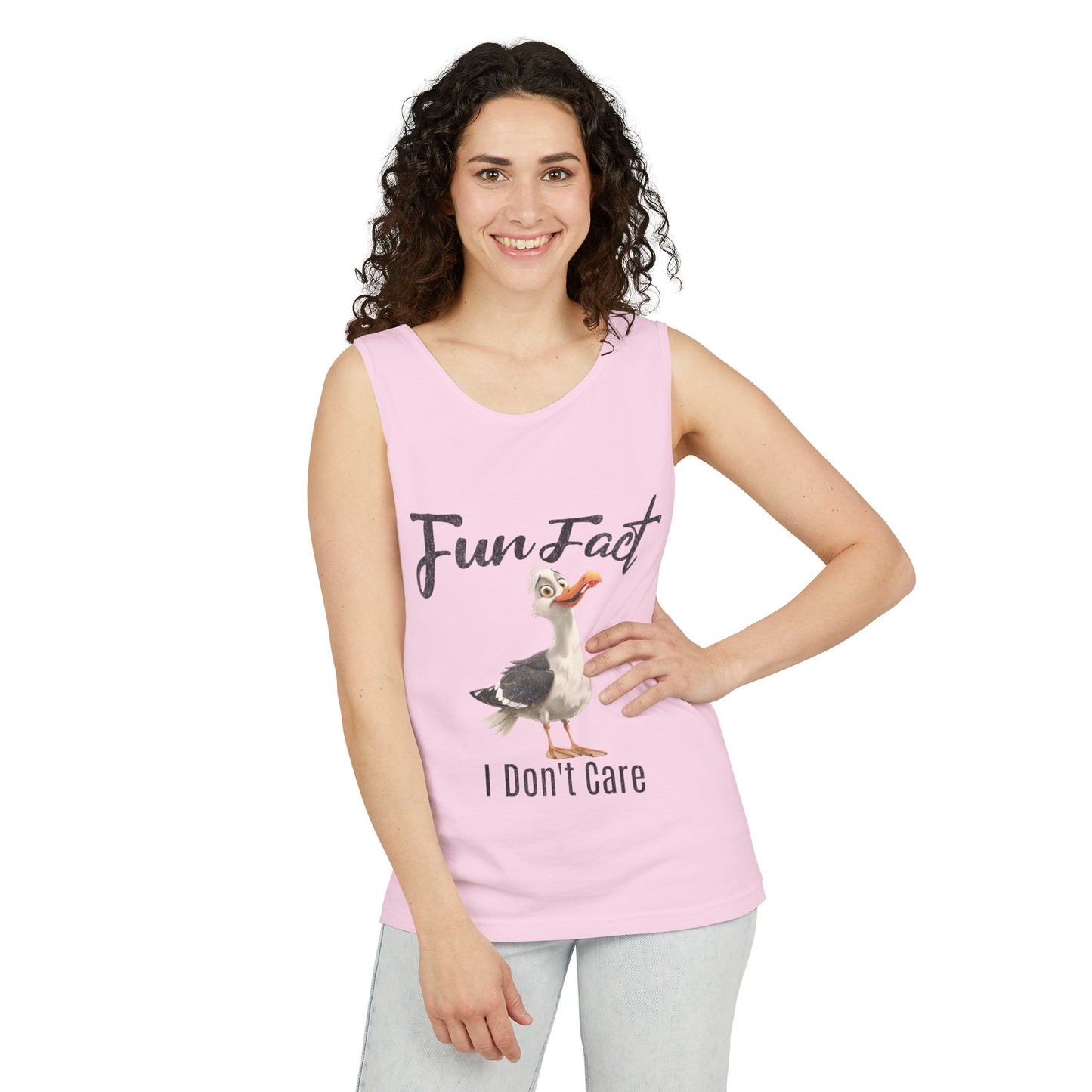 Vacation Shirts Funny Cartoon Seagull Fun Fact Don't Care Tank Top For Men Or Women 100% Cotton Unisex Tanks