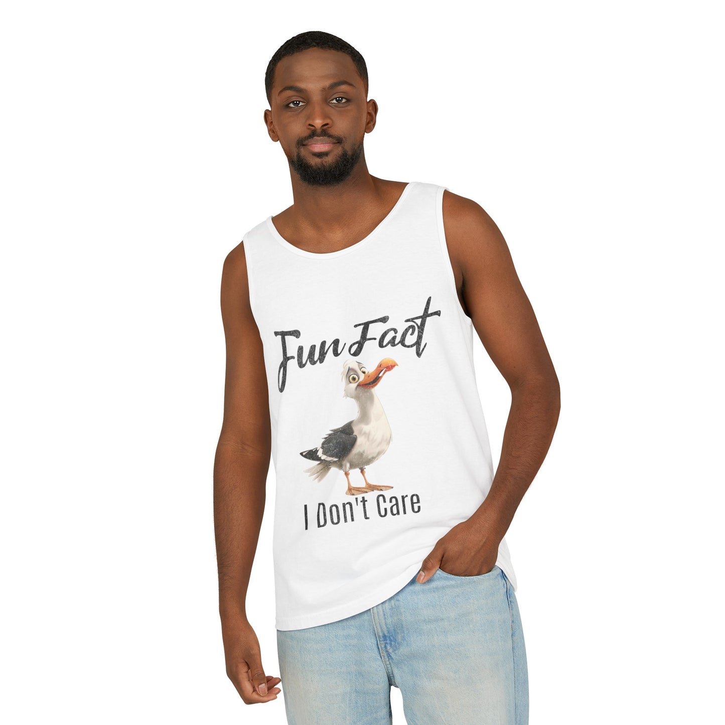 Vacation Shirts Funny Cartoon Seagull Fun Fact Don't Care Tank Top For Men Or Women 100% Cotton Unisex Tanks
