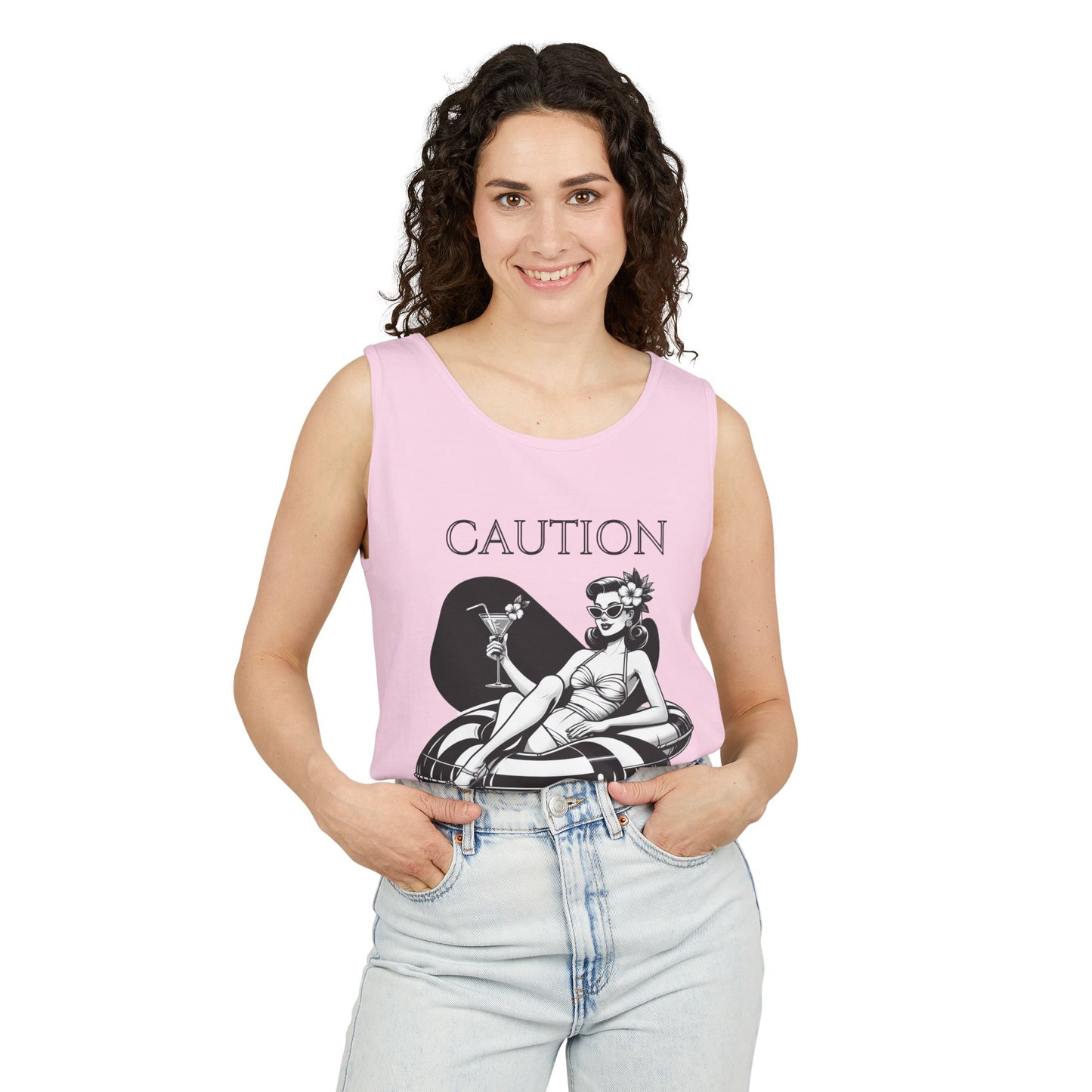 Beach Shirt Caution Hot And Salty Tank Top Retro Summer Tank, Unisex Beach Tank, Vintage Tank, Beach Vacation Shirt, Hot And Salty Tank Top