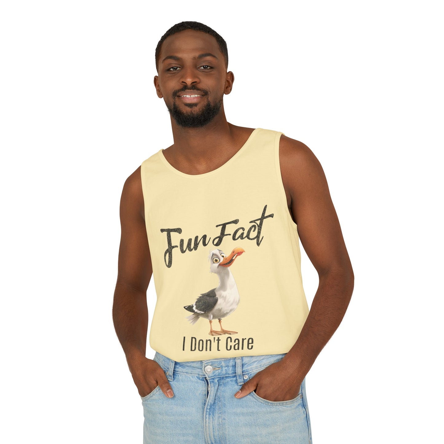 Vacation Shirts Funny Cartoon Seagull Fun Fact Don't Care Tank Top For Men Or Women 100% Cotton Unisex Tanks