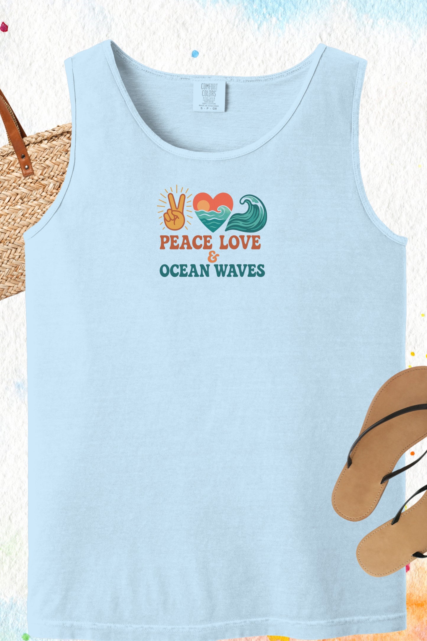 Ocean Waves Tank Top, Beach Lover Summer Shirt