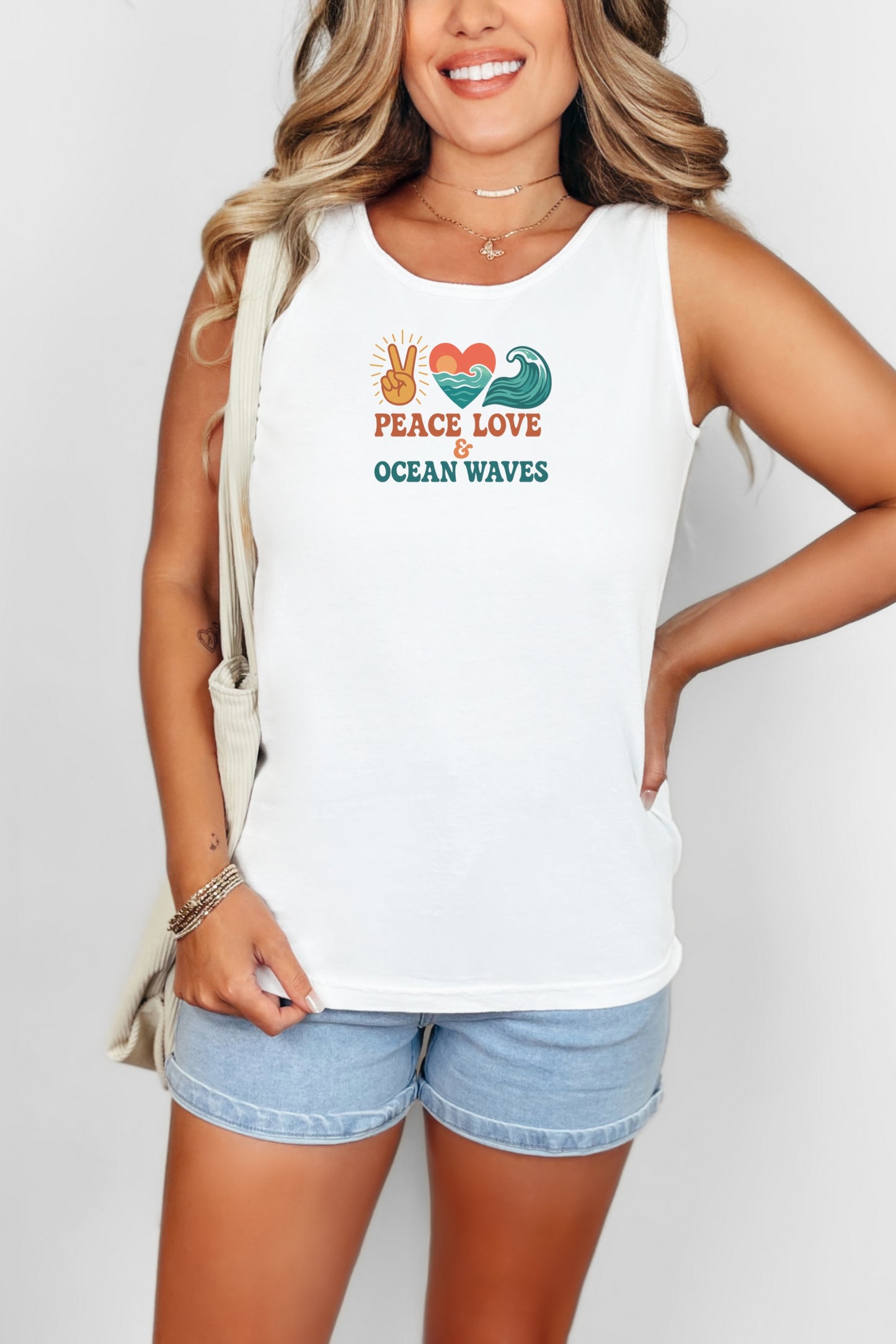 Ocean Waves Tank Top, Beach Lover Summer Shirt